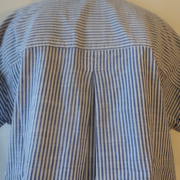 NWT Womens Romi Basha Blue, White Striped "Miami" Button Down Shirt S* - Picture 6 of 7